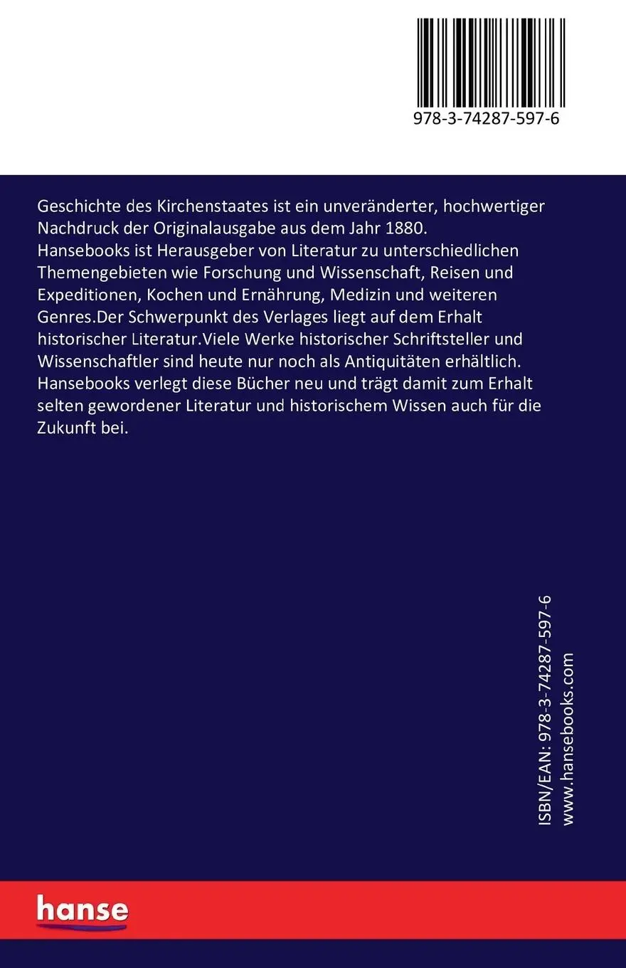 Rückseite: 9783742875976 | Geschichte des Kirchenstaates | Moritz Brosch | Taschenbuch | 484 S.