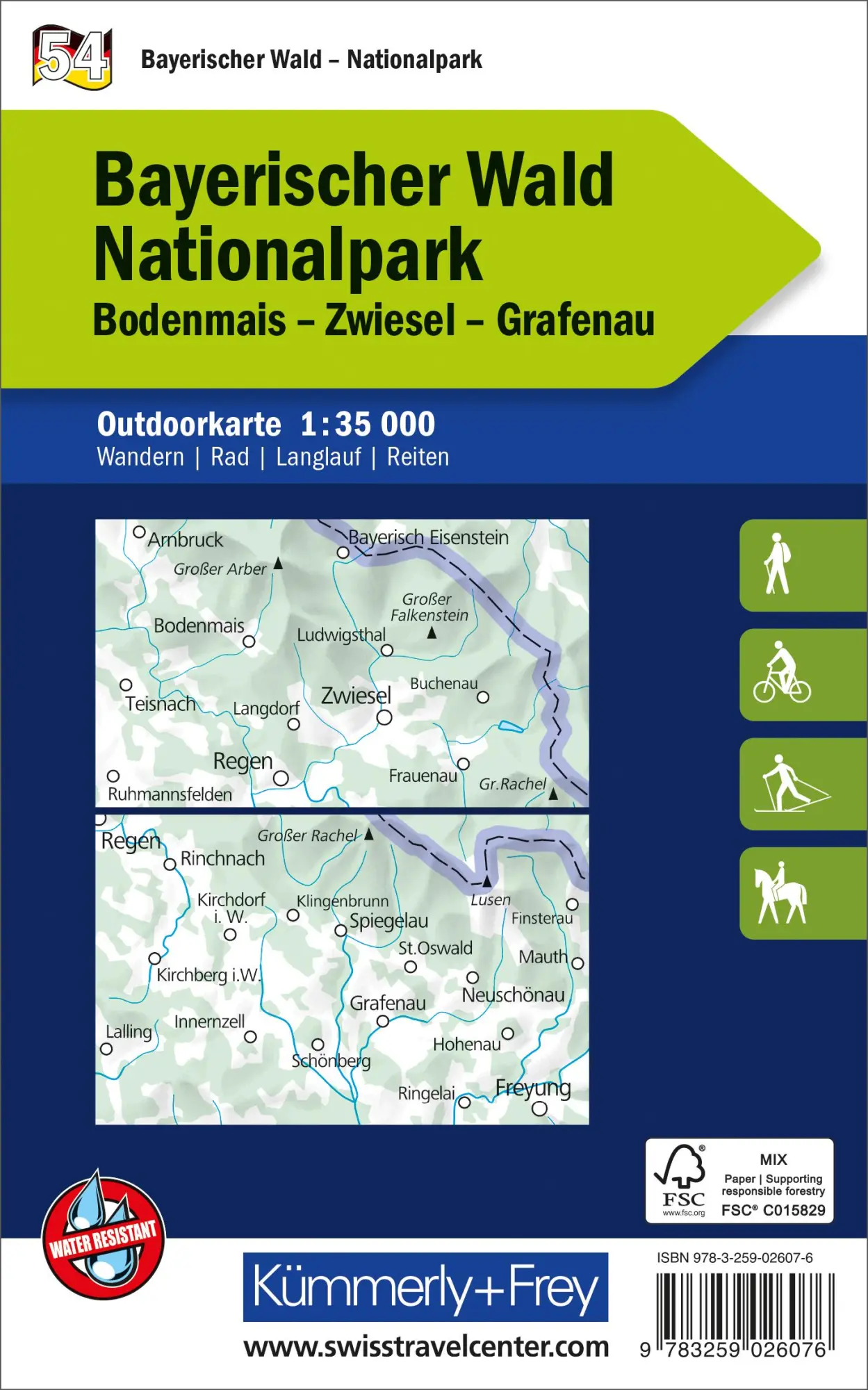 Rückseite: 9783259026076 | Kümmerly+Frey Outdoorkarte Deutschland 54 Nationalpark Bayerischer...