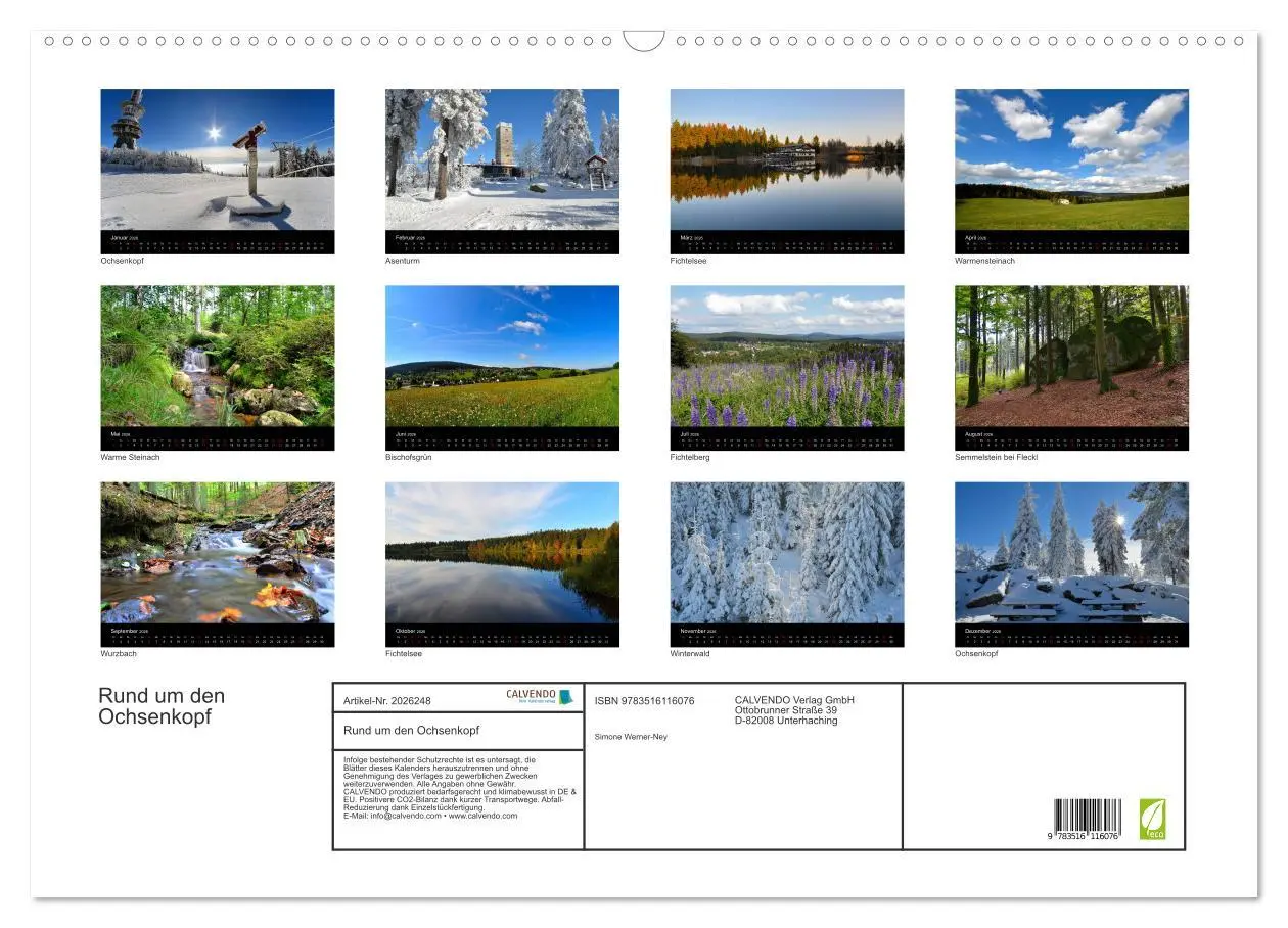Bild: 9783516116076 | Rund um den Ochsenkopf (Wandkalender 2026 DIN A2 quer), CALVENDO...