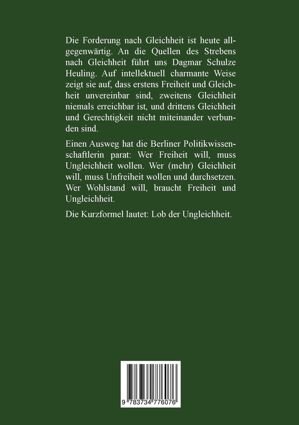 Rückseite: 9783734776076 | Lob der Ungleichheit | Dagmar Schulze Heuling | Taschenbuch | 108 S.