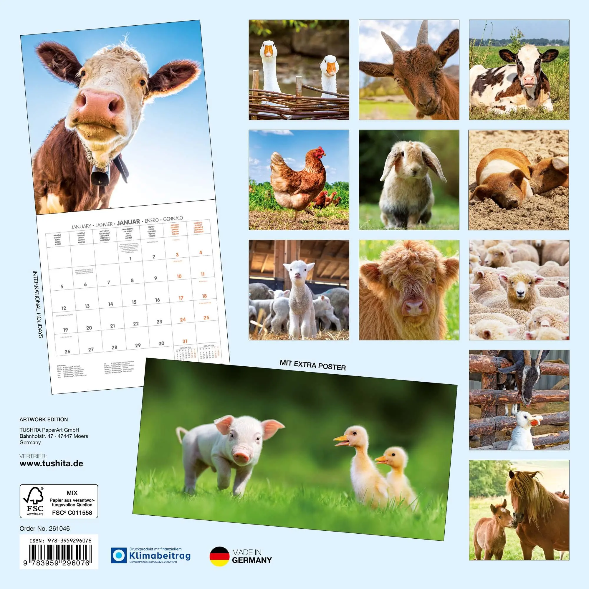 Rückseite: 9783959296076 | Tiere vom Bauernhof 2026 | Kalender 2026 | Kalender | 28 S. | Englisch