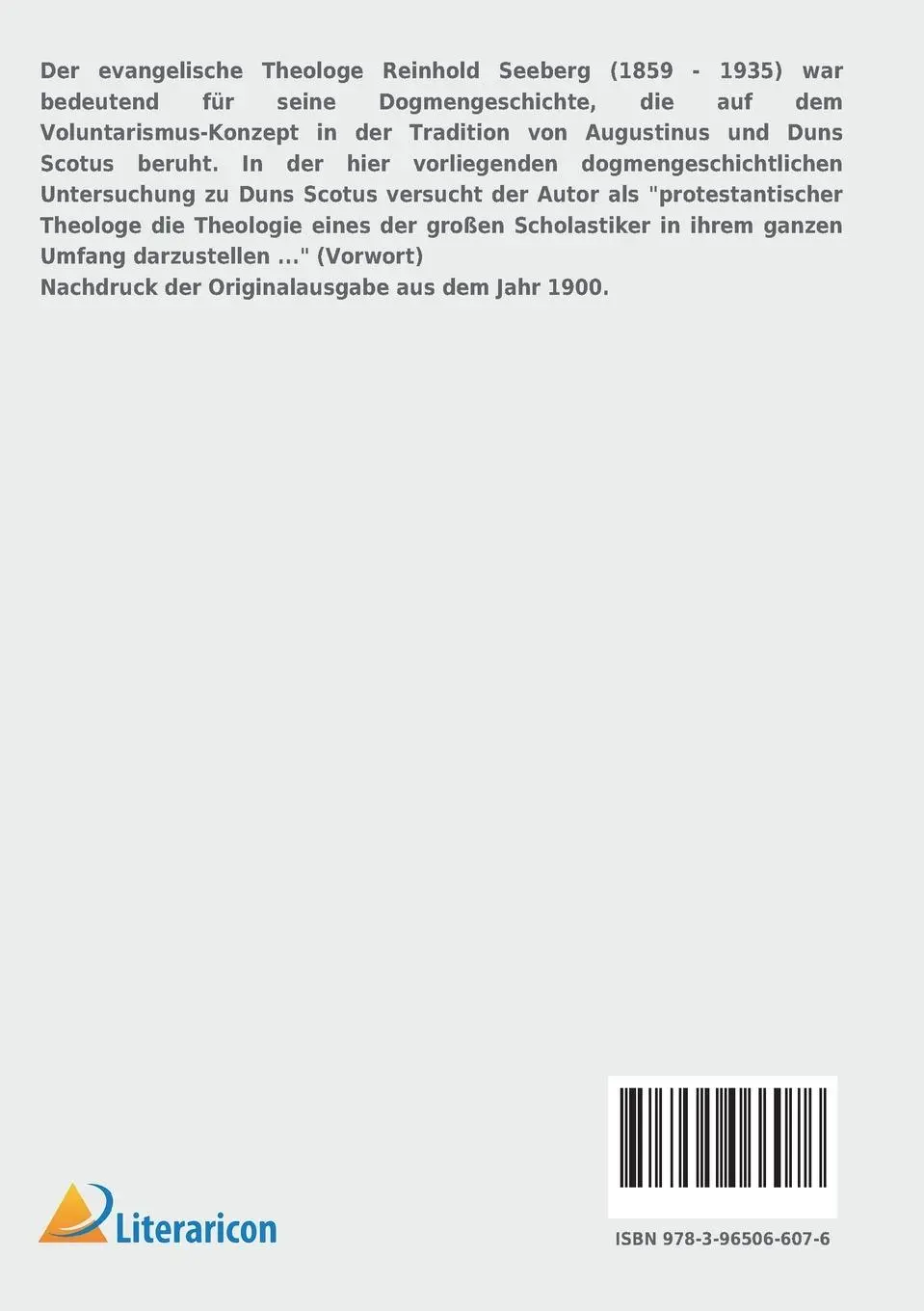 Rückseite: 9783965066076 | Die Theologie des Johannes Duns Scotus | Reinhold Seeberg | Buch