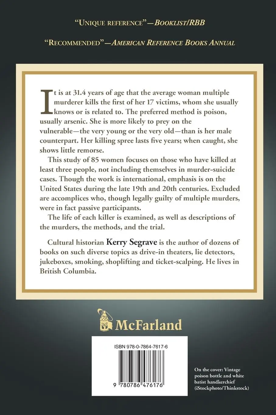 Rückseite: 9780786476176 | Women Serial and Mass Murderers | Kerry Segrave | Taschenbuch | 2013