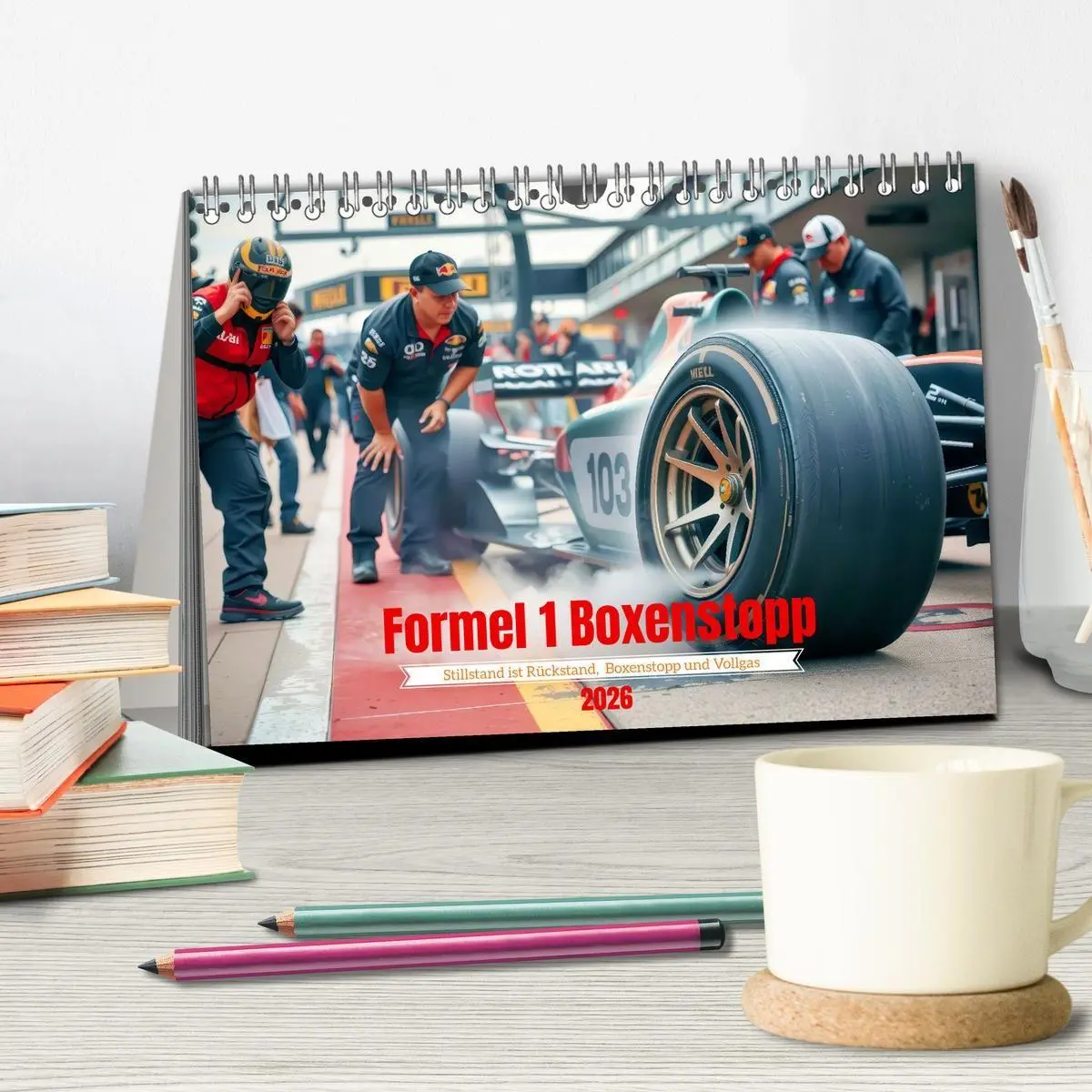 Bild: 9783516726176 | Formel 1 Boxenstopp (Tischkalender 2026 DIN A5 quer), CALVENDO...