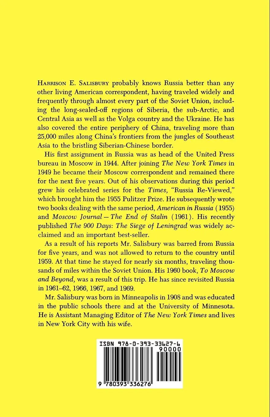 Rückseite: 9780393336276 | War Between Russia and China | Harrison E. Salisbury | Taschenbuch