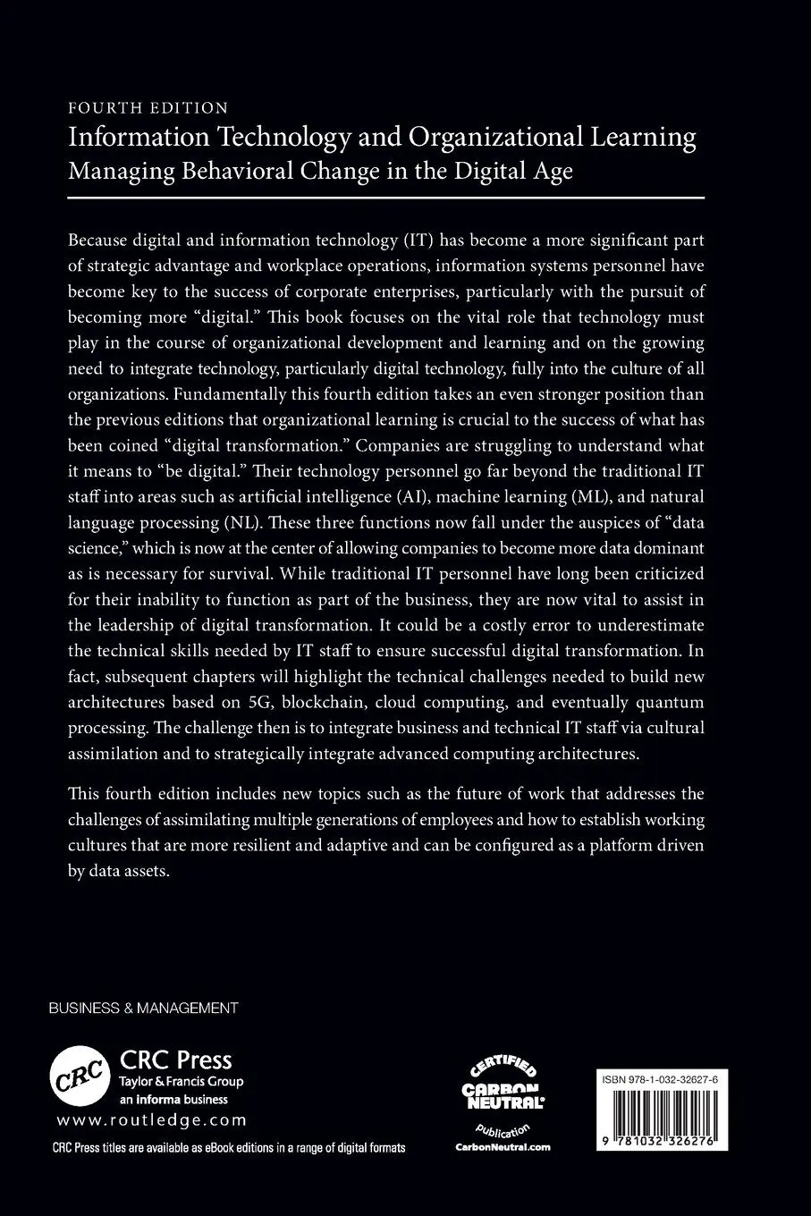 Rückseite: 9781032326276 | Information Technology and Organizational Learning | Arthur M. Langer