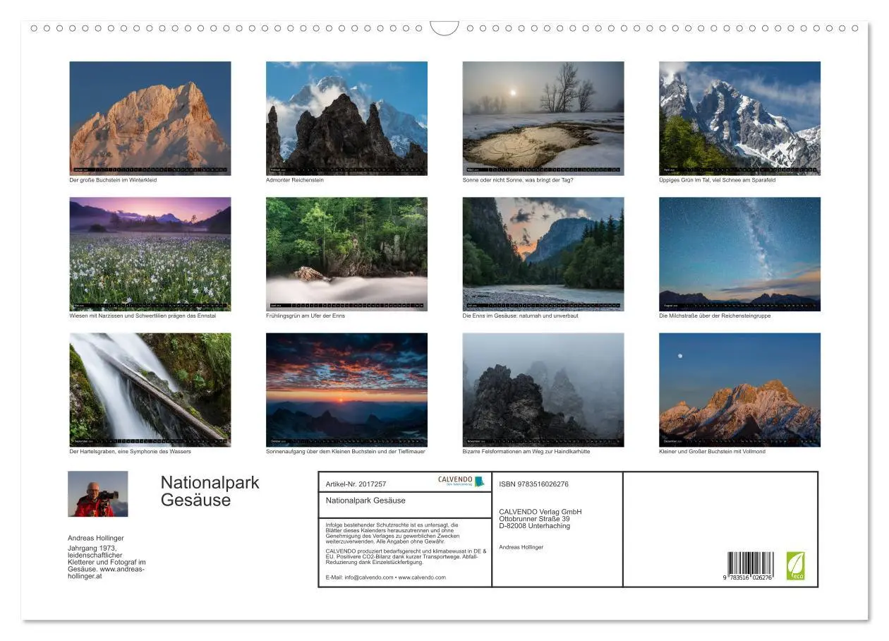 Bild: 9783516026276 | Nationalpark Gesäuse (Wandkalender 2026 DIN A2 quer), CALVENDO...