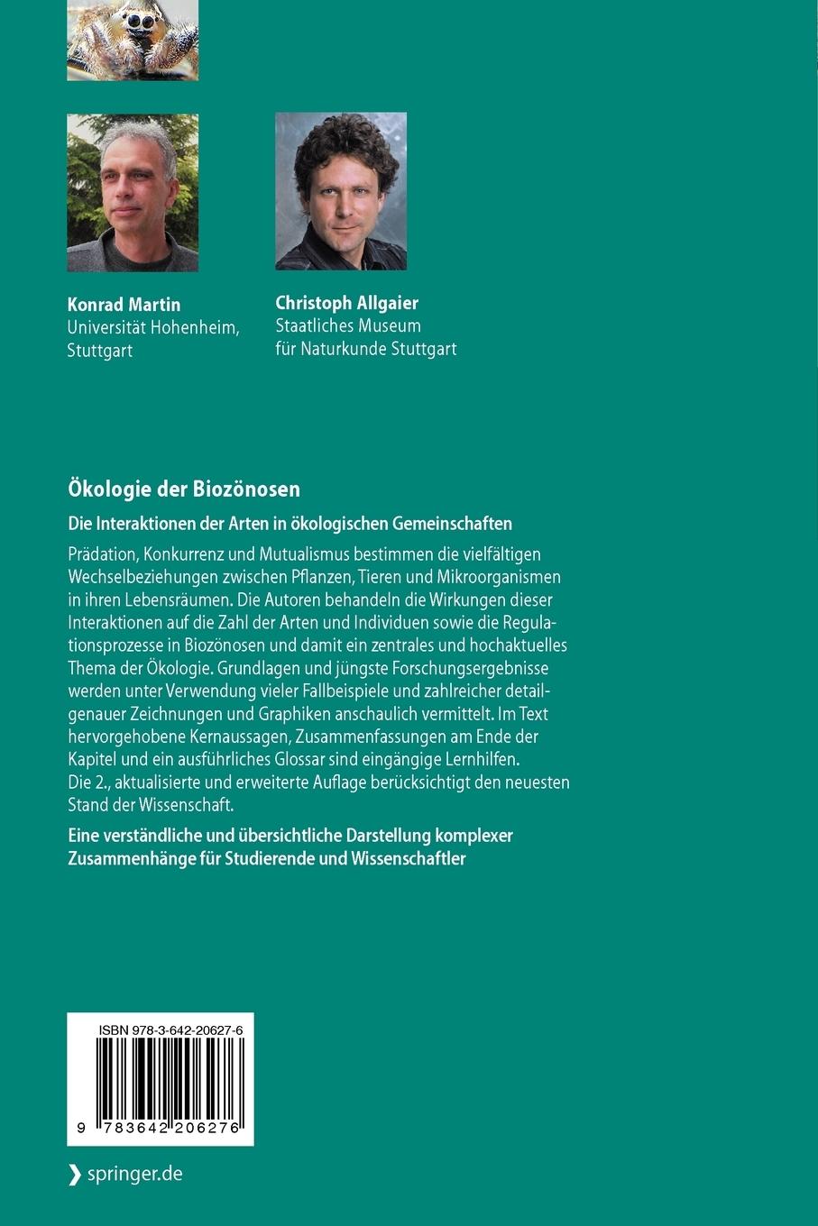 Rückseite: 9783642206276 | Ökologie der Biozönosen | Konrad Martin (u. a.) | Taschenbuch | xiii