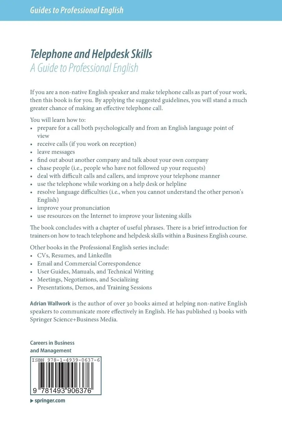 Rückseite: 9781493906376 | Telephone and Helpdesk Skills | A Guide to Professional English | Buch