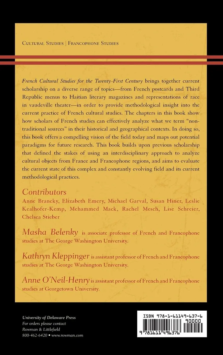 Rückseite: 9781611496376 | French Cultural Studies for the Twenty-First Century | Belenky (u. a.)
