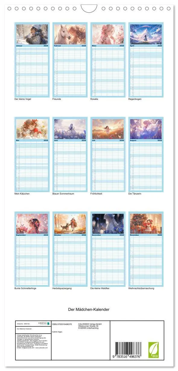 Bild: 9783516496376 | Familienplaner 2026 - Der Mädchen-Kalender mit 5 Spalten...