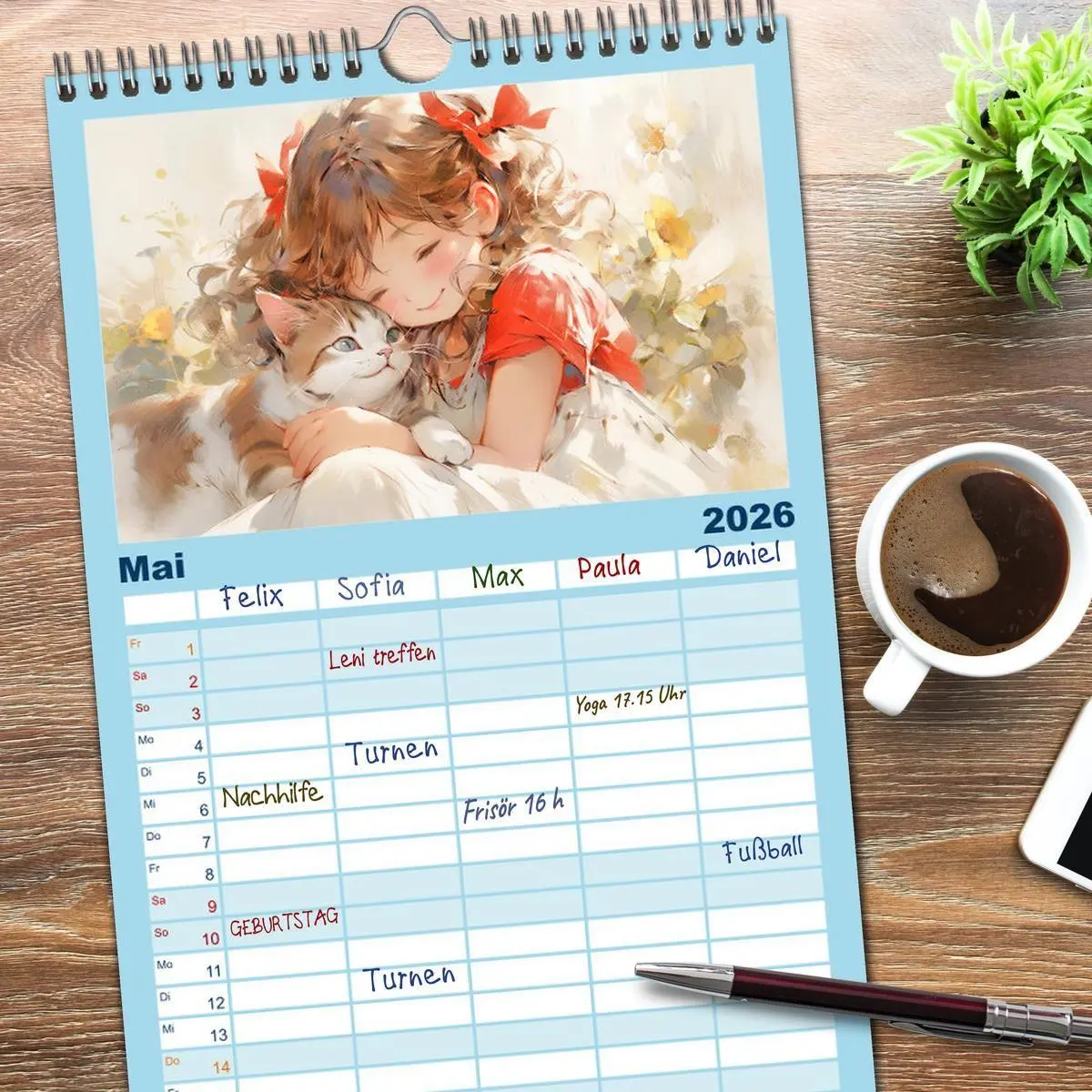 Bild: 9783516496376 | Familienplaner 2026 - Der Mädchen-Kalender mit 5 Spalten...