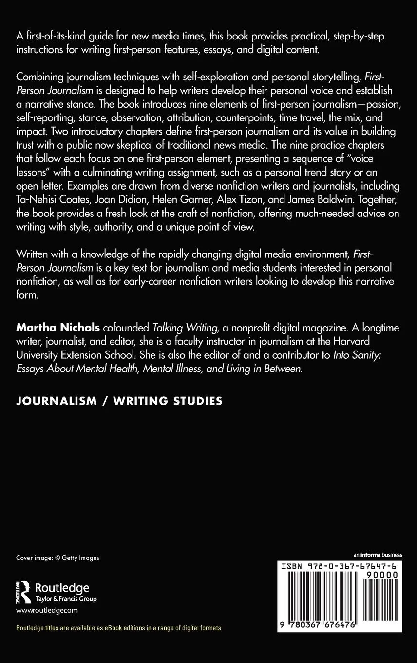 Rückseite: 9780367676476 | First-Person Journalism | Martha Nichols | Buch | Englisch | 2021