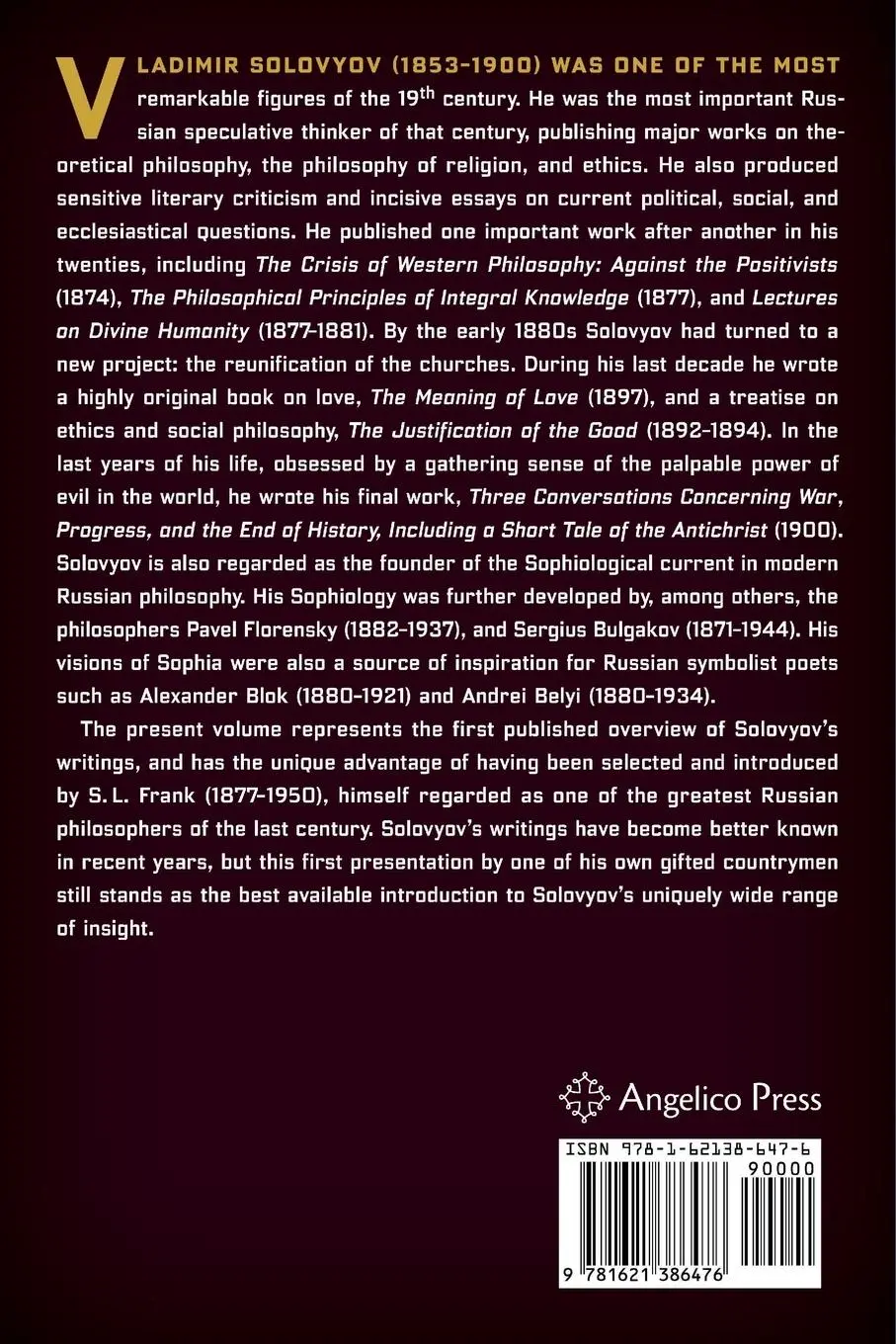 Rückseite: 9781621386476 | A Solovyov Anthology | Vladimir Solovyov | Taschenbuch | Englisch