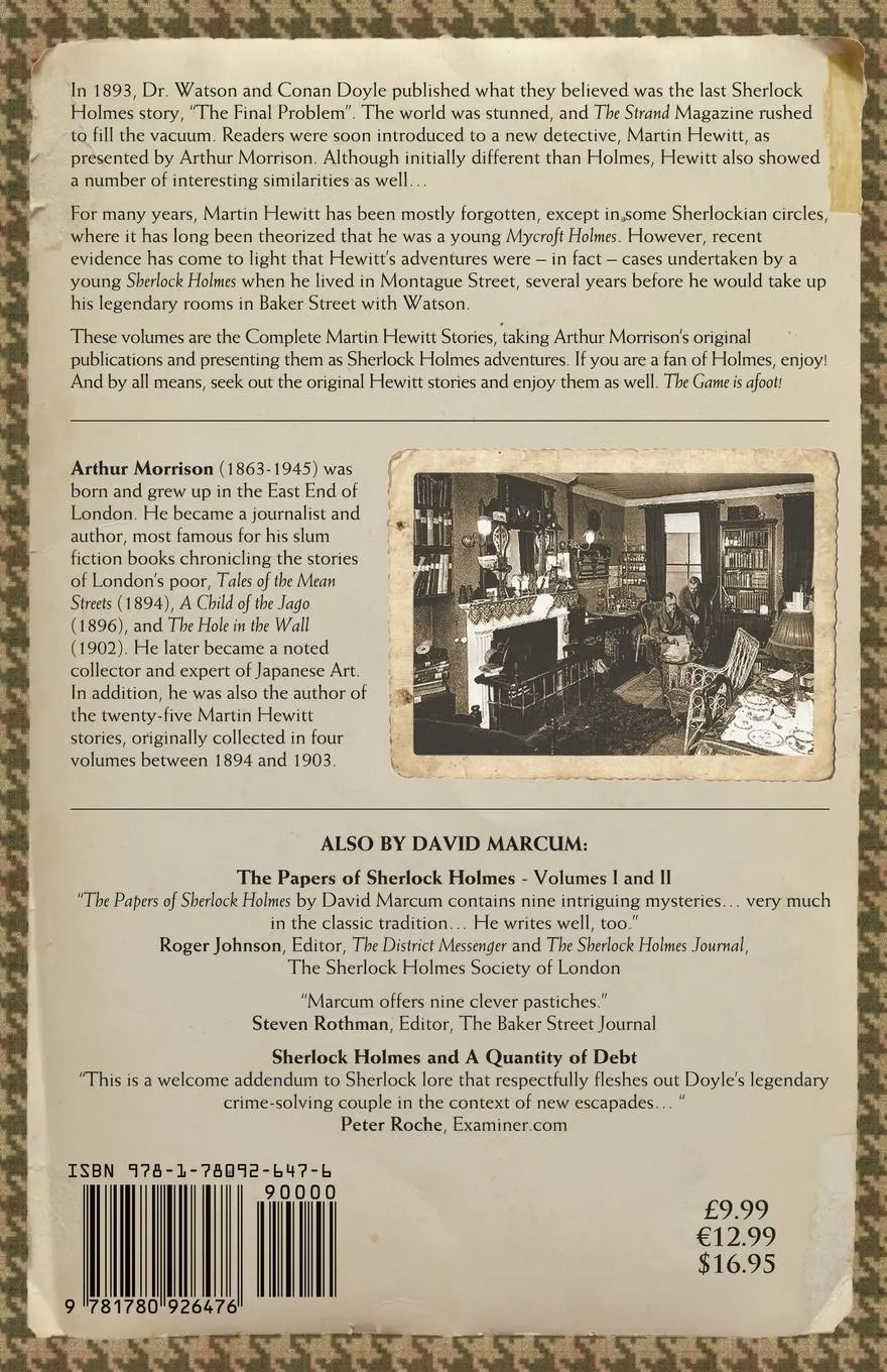 Rückseite: 9781780926476 | Sherlock Holmes in Montague Street Volume 1 | Arthur Morrison | Buch