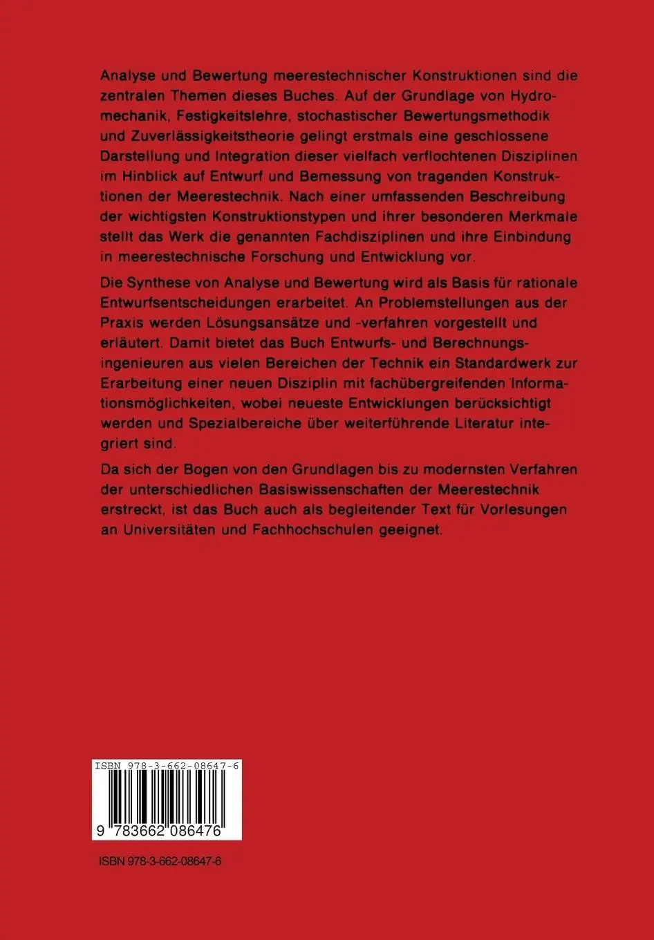 Rückseite: 9783662086476 | Meerestechnische Konstruktionen | Günther Clauss (u. a.) | Taschenbuch