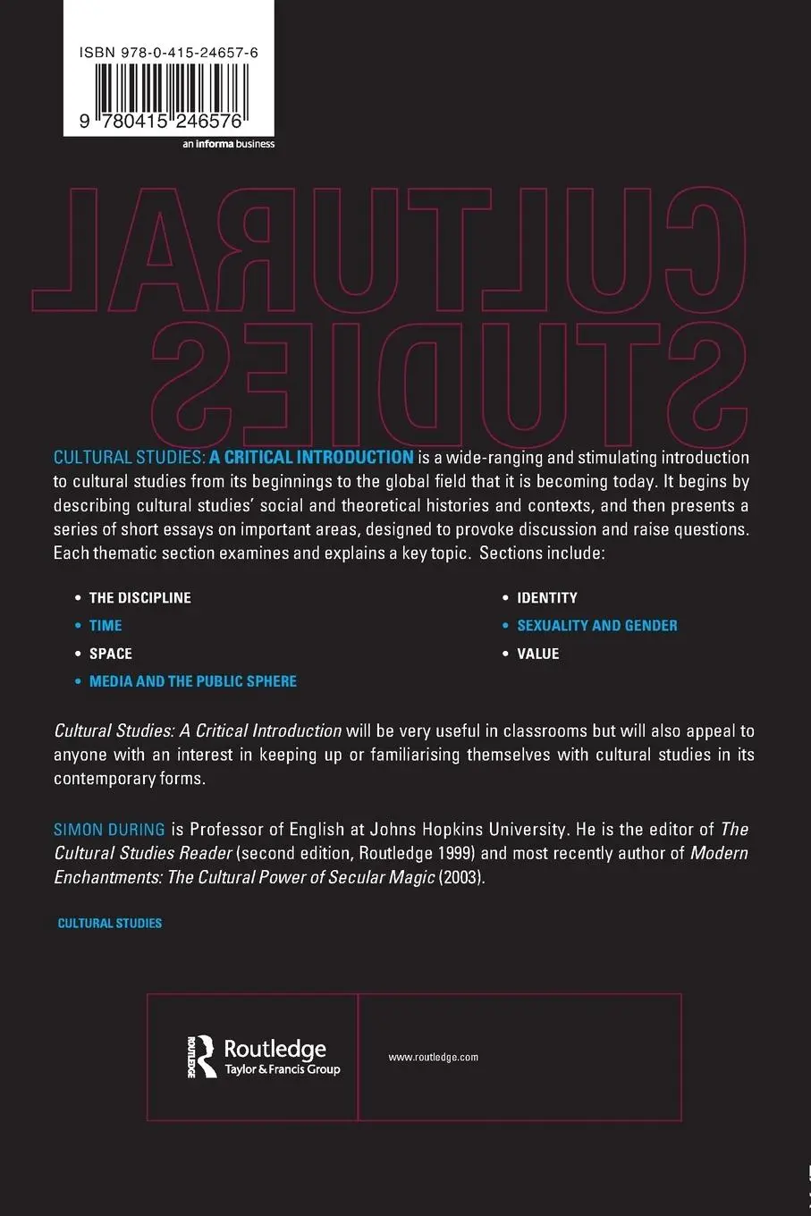 Rückseite: 9780415246576 | Cultural Studies | A Critical Introduction | Simon During | Buch