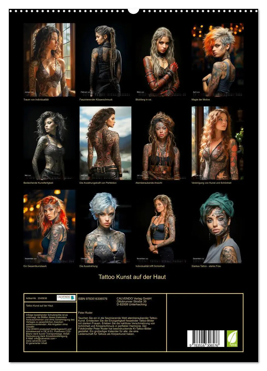 Bild: 9783516306576 | Tattoo Kunst auf der Haut (hochwertiger Premium Wandkalender 2026...