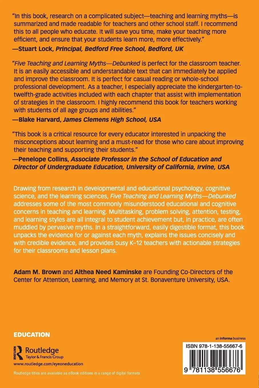 Rückseite: 9781138556676 | Five Teaching and Learning Myths-Debunked | A Guide for Teachers