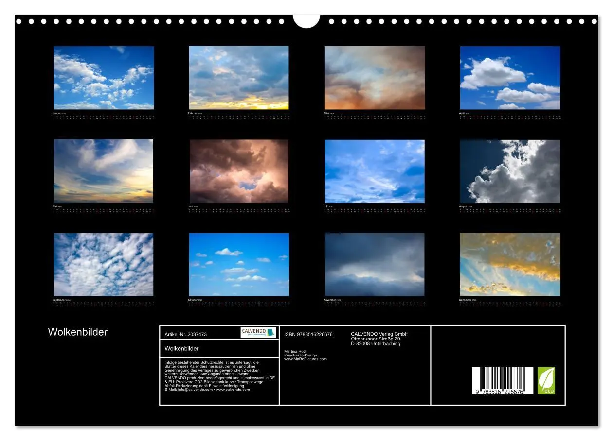 Bild: 9783516226676 | Wolkenbilder (Wandkalender 2026 DIN A3 quer), CALVENDO Monatskalender