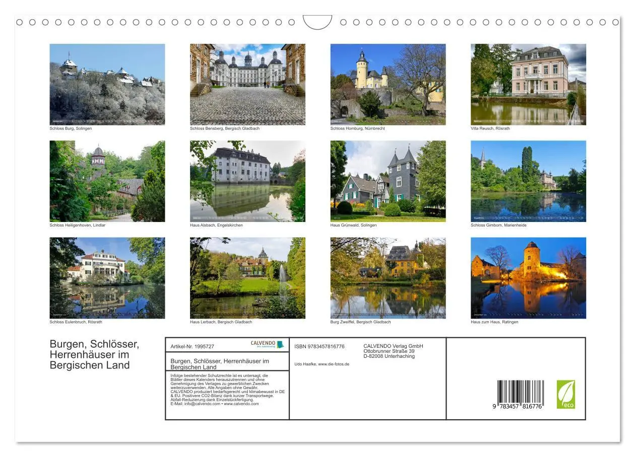 Bild: 9783457816776 | Burgen, Schlösser, Herrenhäuser im Bergischen Land (Wandkalender...