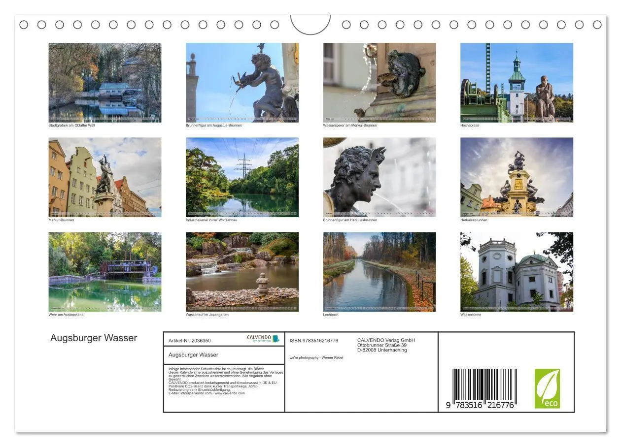 Bild: 9783516216776 | Augsburger Wasser (Wandkalender 2026 DIN A4 quer), CALVENDO...