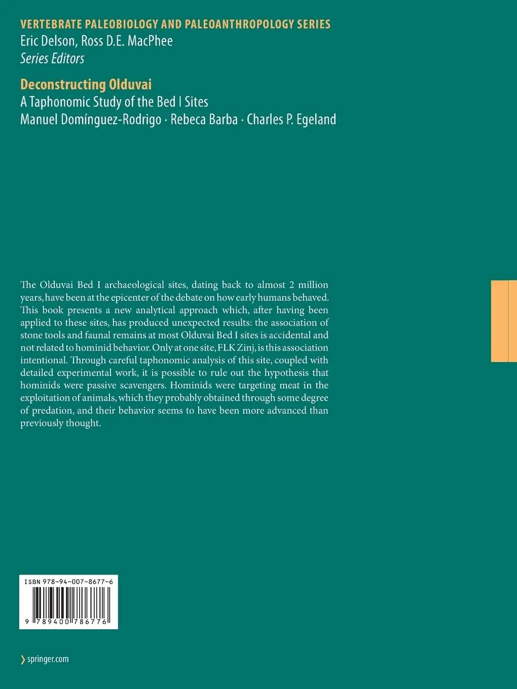Rückseite: 9789400786776 | Deconstructing Olduvai: A Taphonomic Study of the Bed I Sites | Buch