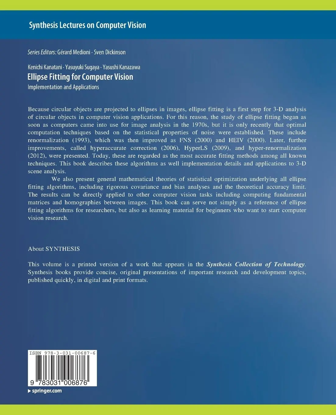 Rückseite: 9783031006876 | Ellipse Fitting for Computer Vision | Implementation and Applications