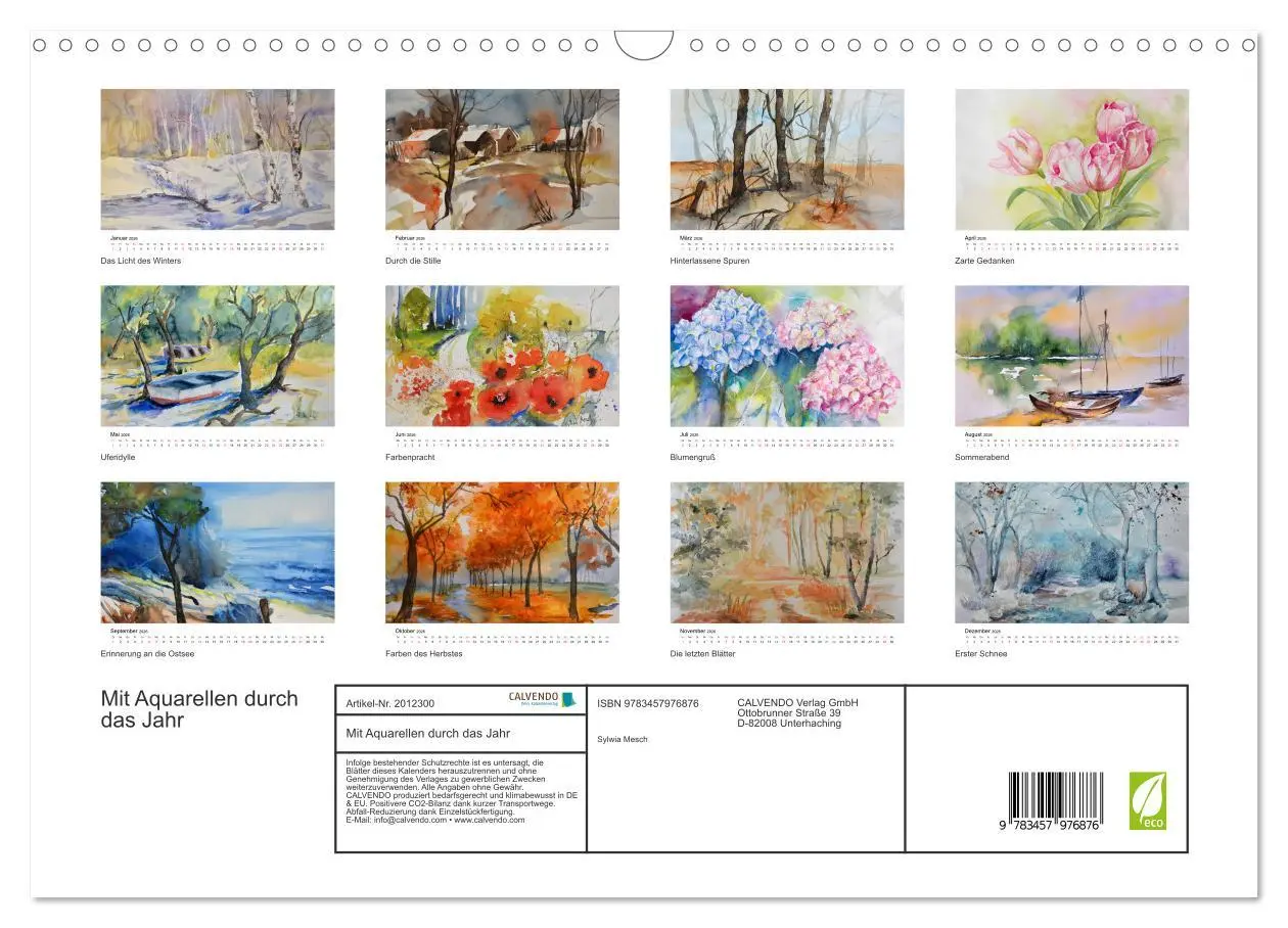 Bild: 9783457976876 | Mit Aquarellen durch das Jahr (Wandkalender 2026 DIN A3 quer),...