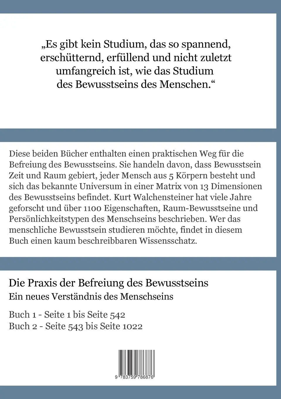 Rückseite: 9783759786876 | Die Praxis der Befreiung des Bewusstseins - Buch 1 | Walchensteiner