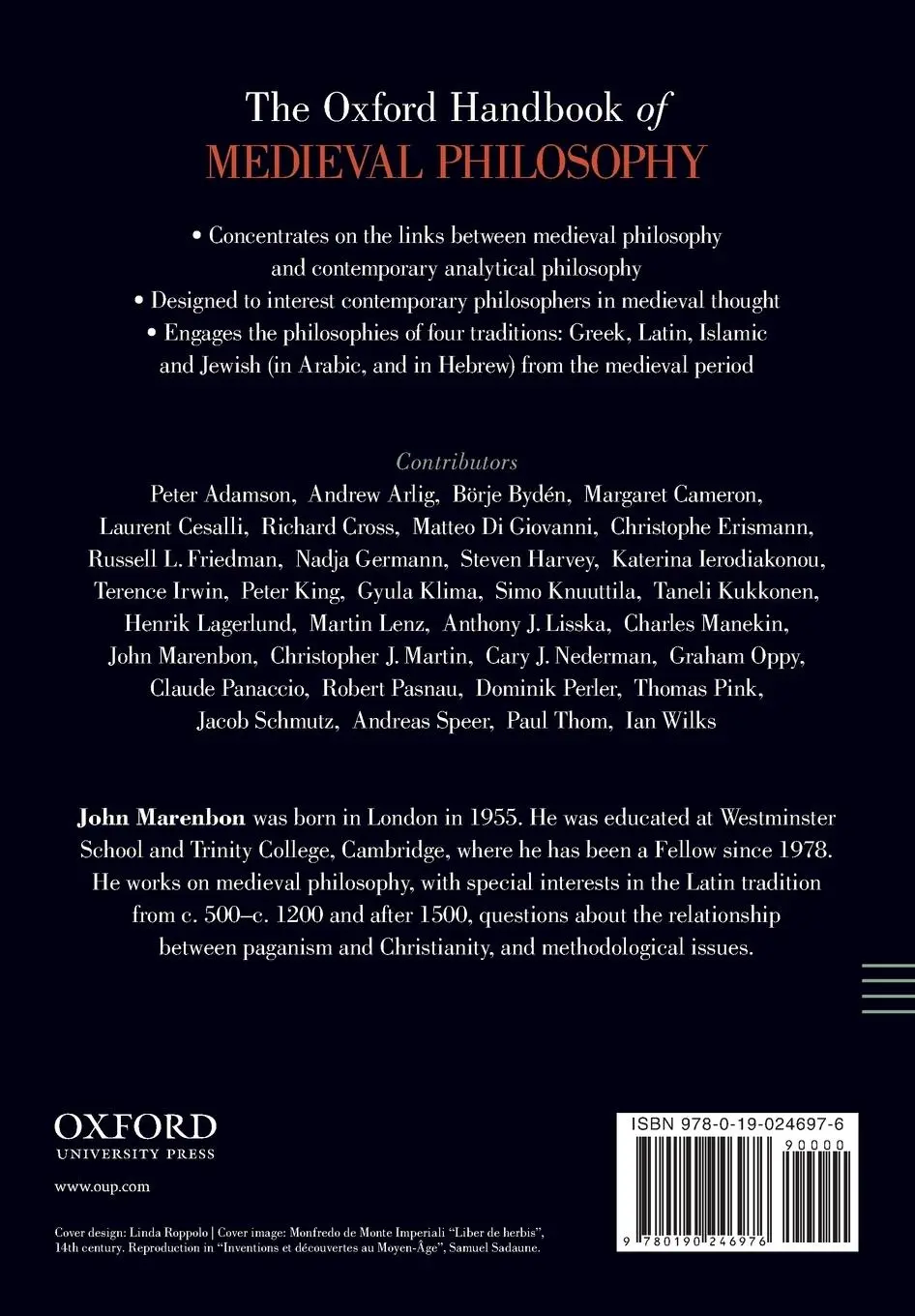 Rückseite: 9780190246976 | The Oxford Handbook of Medieval Philosophy | John Marenbon | Buch