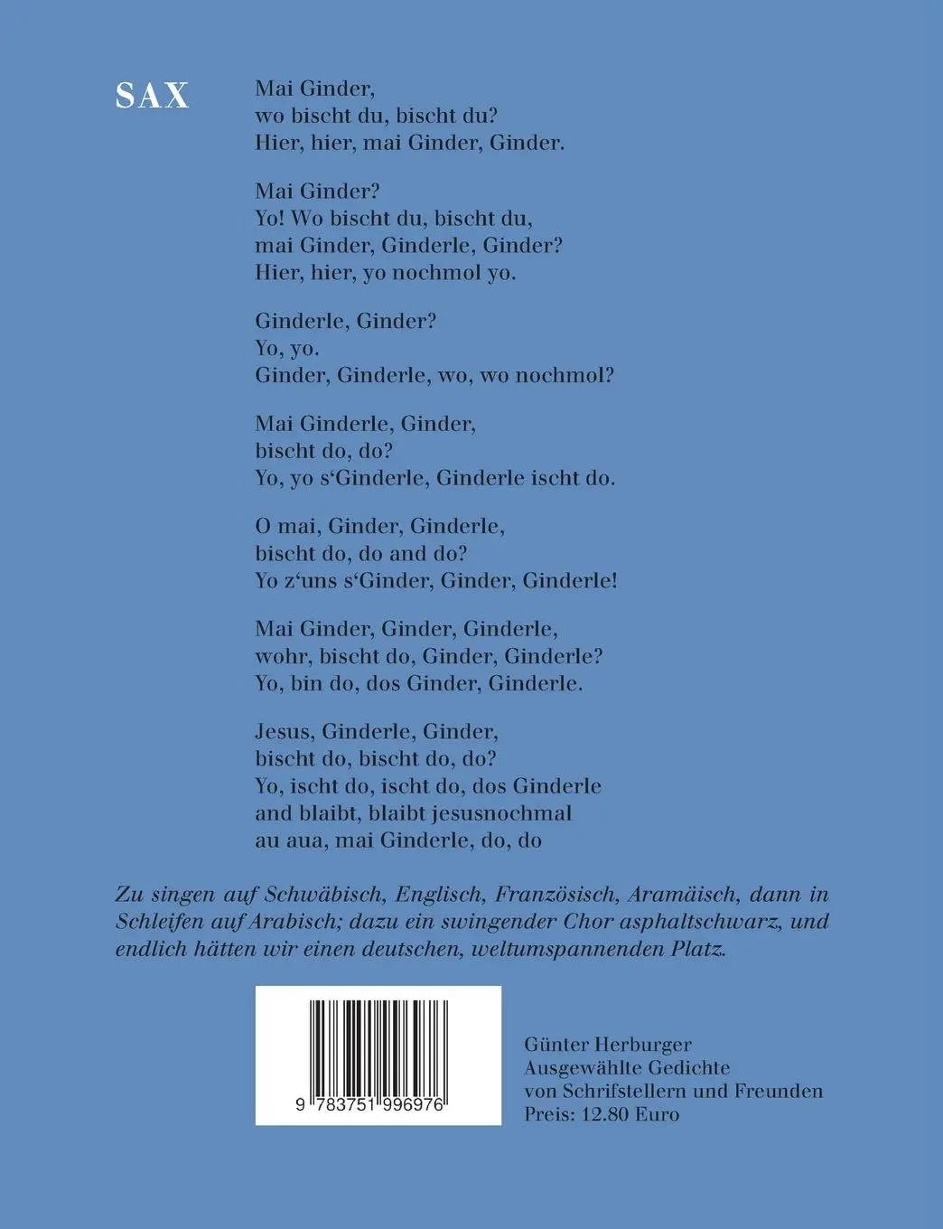 Rückseite: 9783751996976 | Günter Herburger | Jürgen Klingel (u. a.) | Taschenbuch | 164 S.