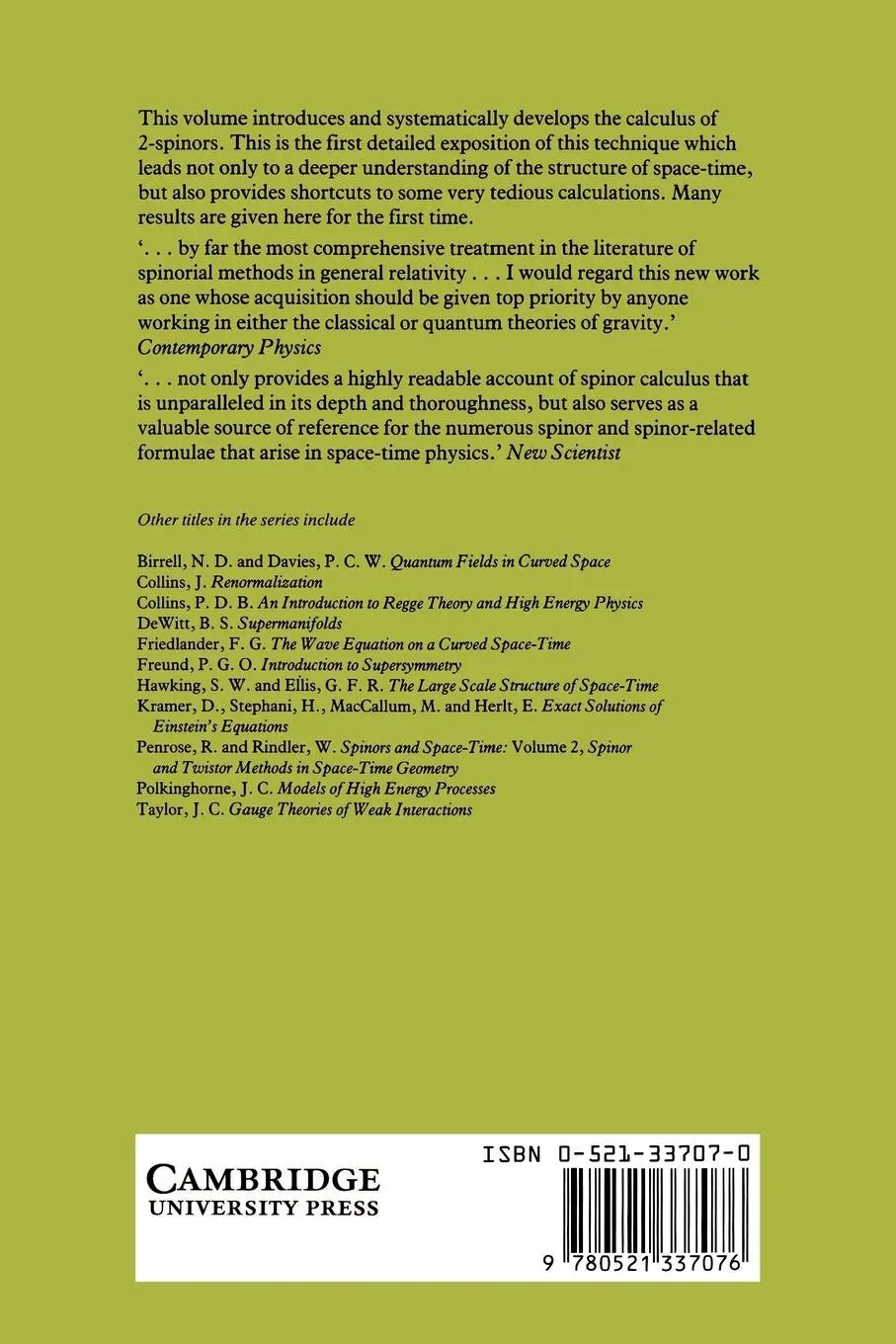 Rückseite: 9780521337076 | Spinors and Space-Time | Roger Penrose (u. a.) | Taschenbuch | 1987