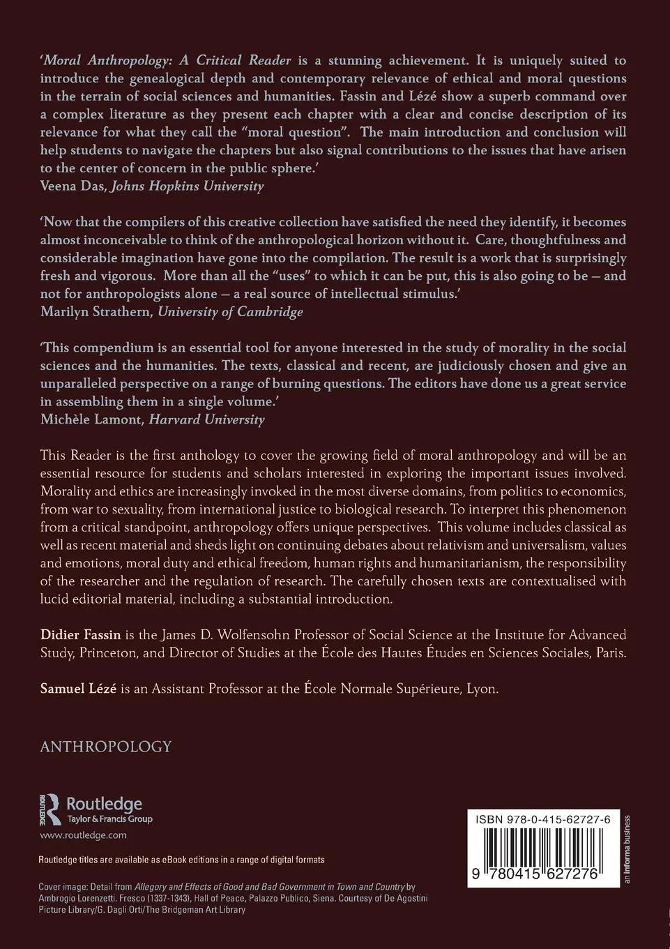 Rückseite: 9780415627276 | Moral Anthropology | A Critical Reader | Didier Fassin (u. a.) | Buch