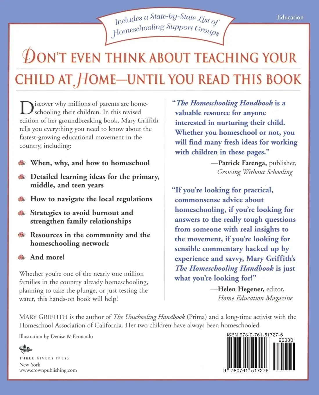 Rückseite: 9780761517276 | The Homeschooling Handbook | Mary Griffith | Taschenbuch | Englisch