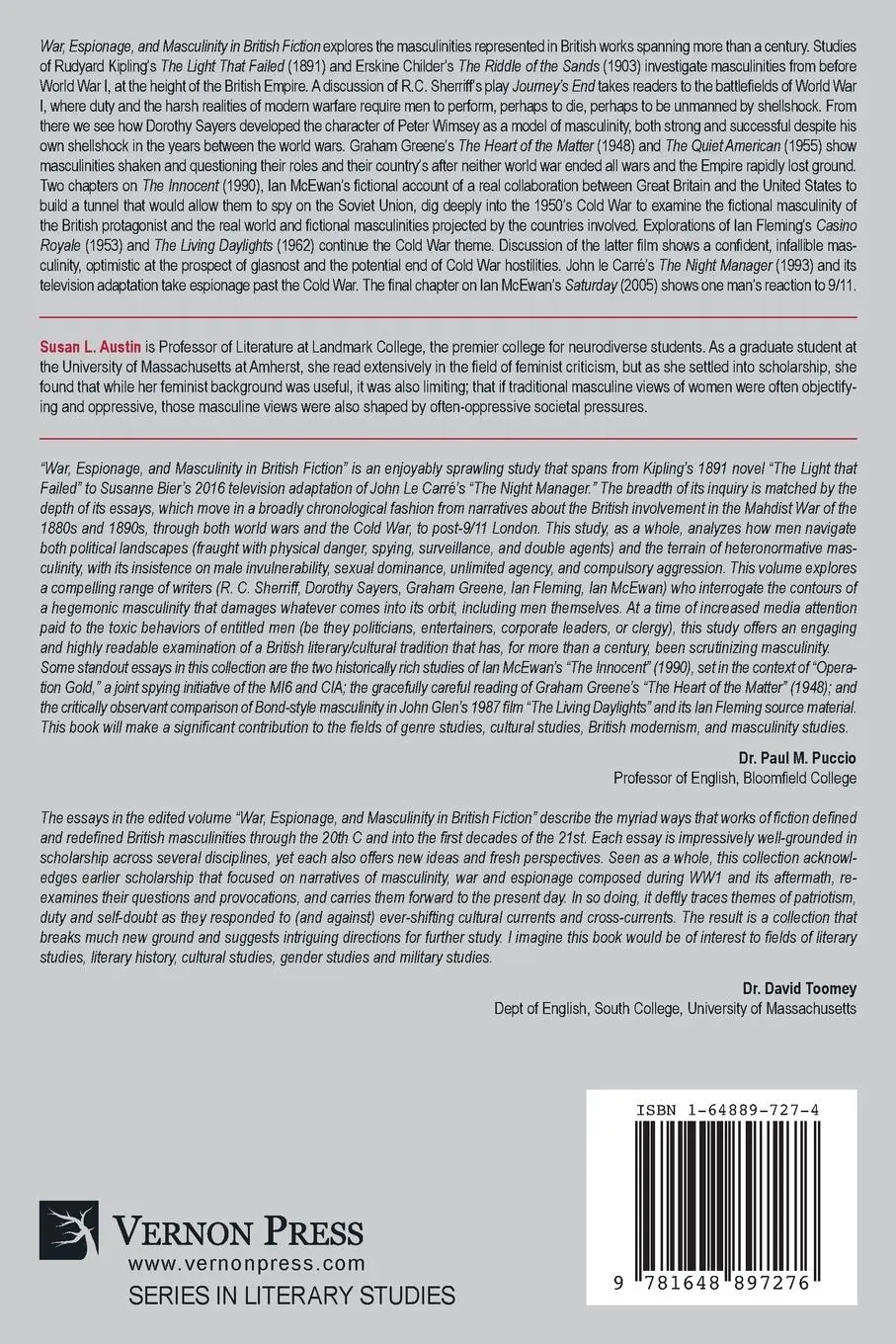 Rückseite: 9781648897276 | War, Espionage, and Masculinity in British Fiction | Susan L. Austin