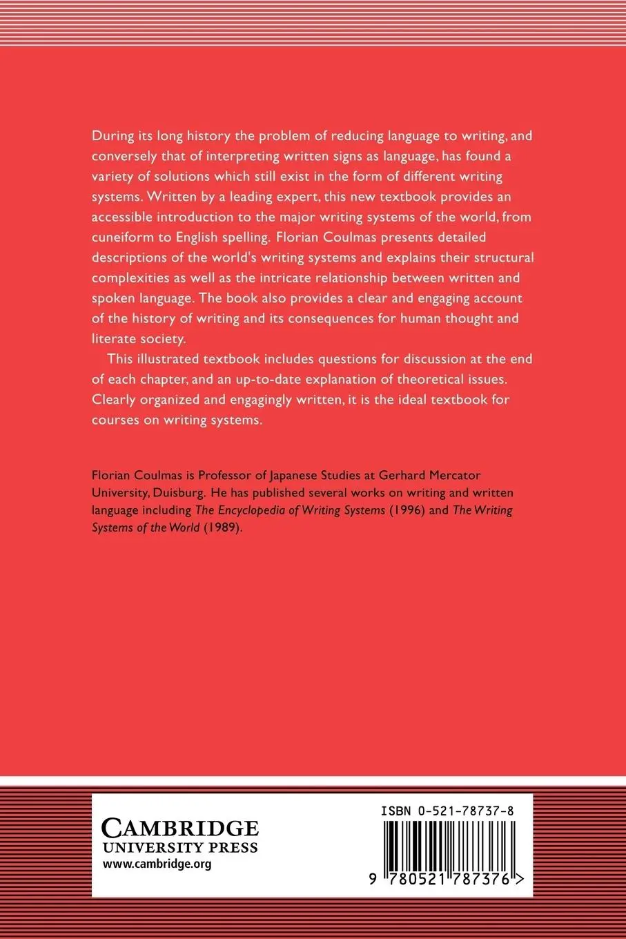 Rückseite: 9780521787376 | Writing Systems | An Introduction to Their Linguistic Analysis | Buch
