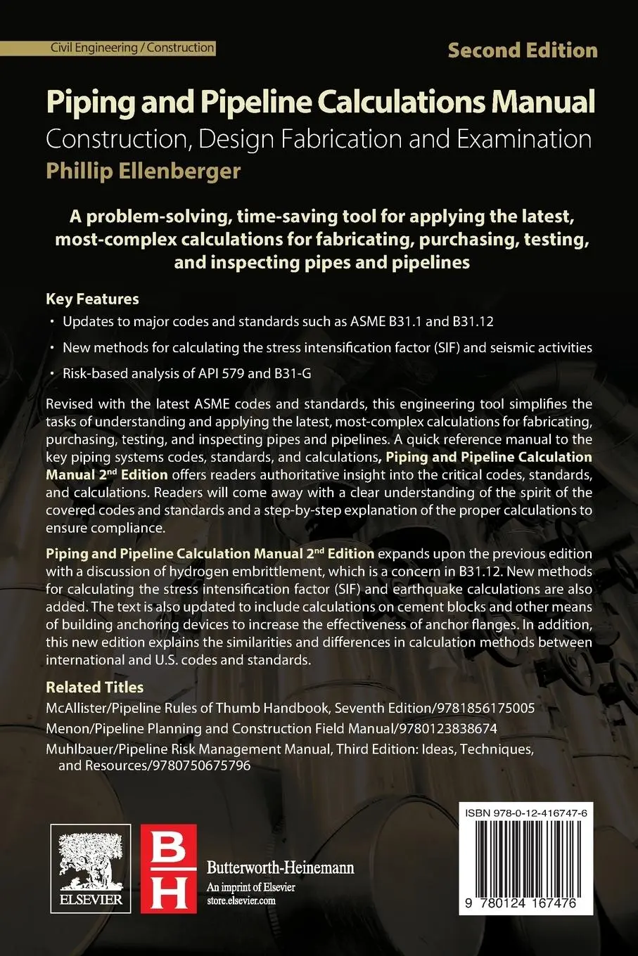 Rückseite: 9780124167476 | Piping and Pipeline Calculations Manual | Philip Ellenberger | Buch