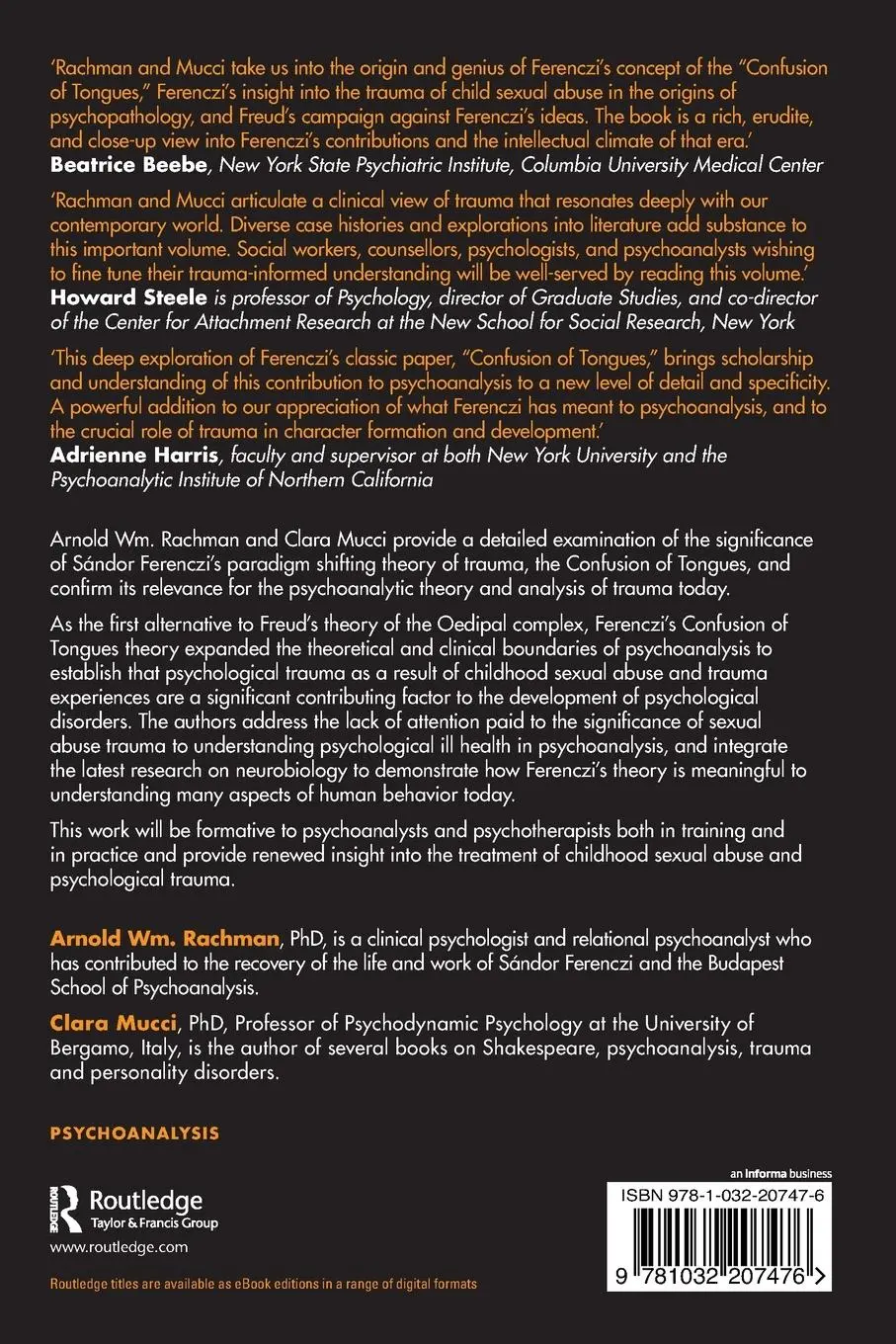 Rückseite: 9781032207476 | Ferenczi's Confusion of Tongues Theory of Trauma | Rachman (u. a.)