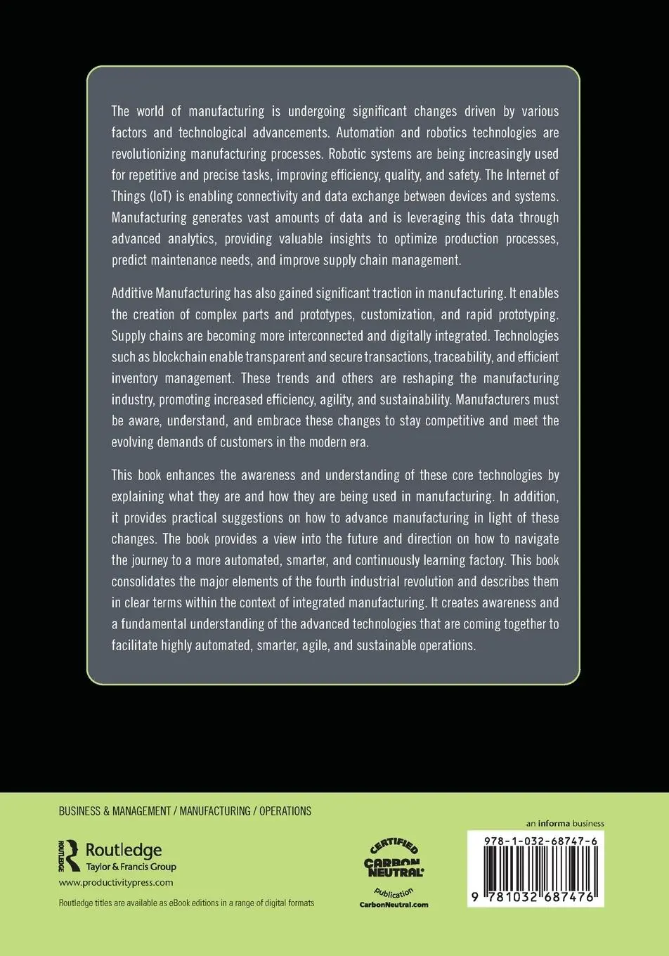 Rückseite: 9781032687476 | The Dark Factory and the Future of Manufacturing | Philip J. Gisi