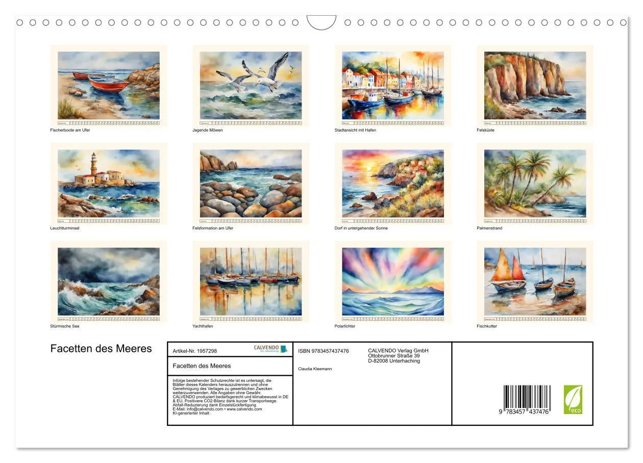Bild: 9783457437476 | Facetten des Meeres (Wandkalender 2026 DIN A3 quer), CALVENDO...