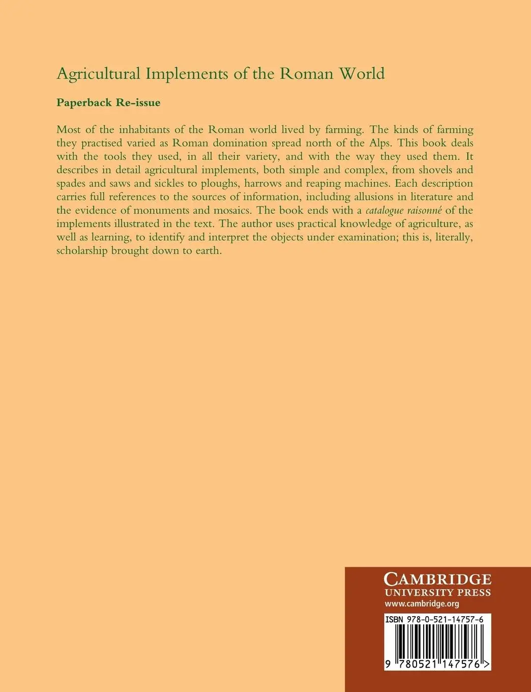 Rückseite: 9780521147576 | Agricultural Implements of the Roman World | K. D. White | Taschenbuch