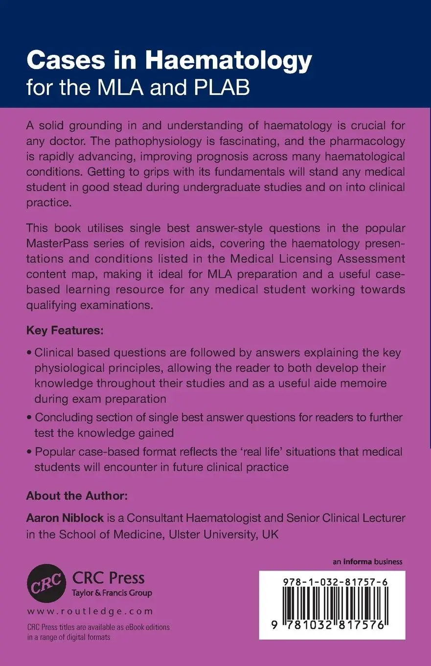 Rückseite: 9781032817576 | Cases in Haematology | for the MLA and PLAB | Aaron Niblock | Buch