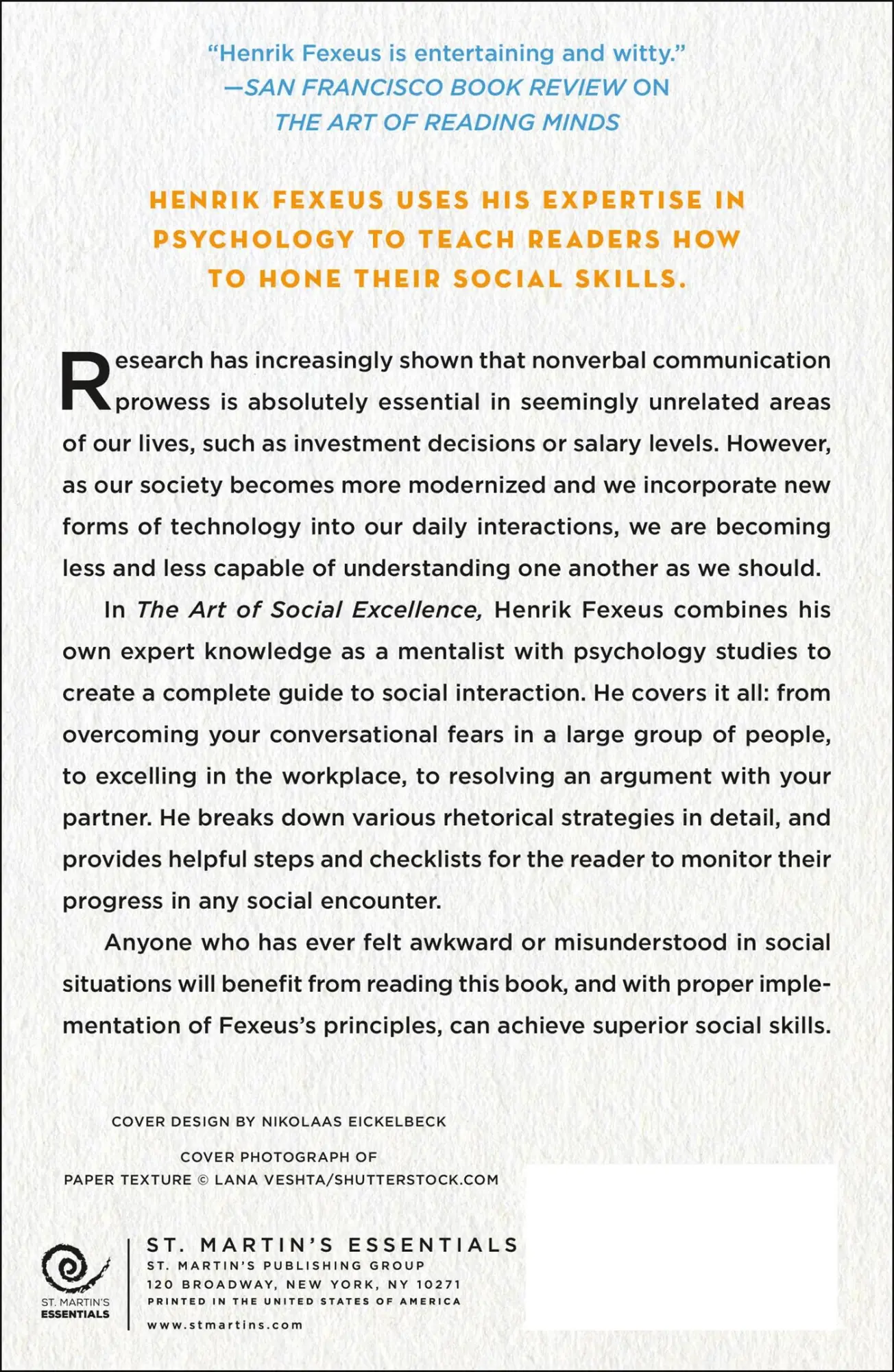 Rückseite: 9781250237576 | The Art of Social Excellence | Henrik Fexeus | Taschenbuch | Englisch