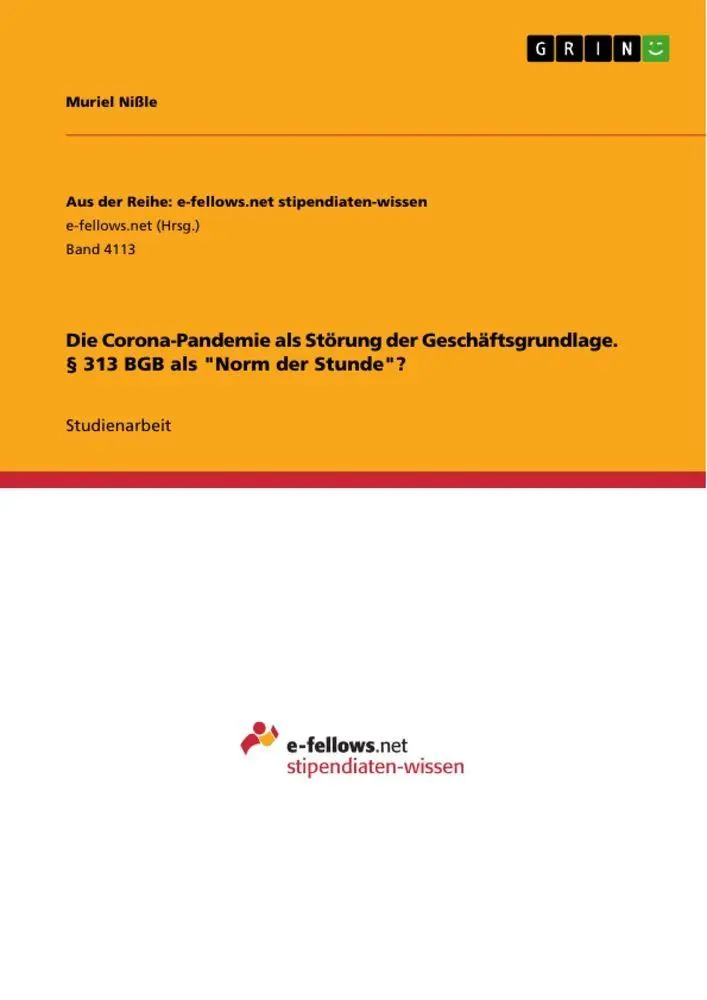 Cover: 9783346617576 | Die Corona-Pandemie als Störung der Geschäftsgrundlage. § 313 BGB...