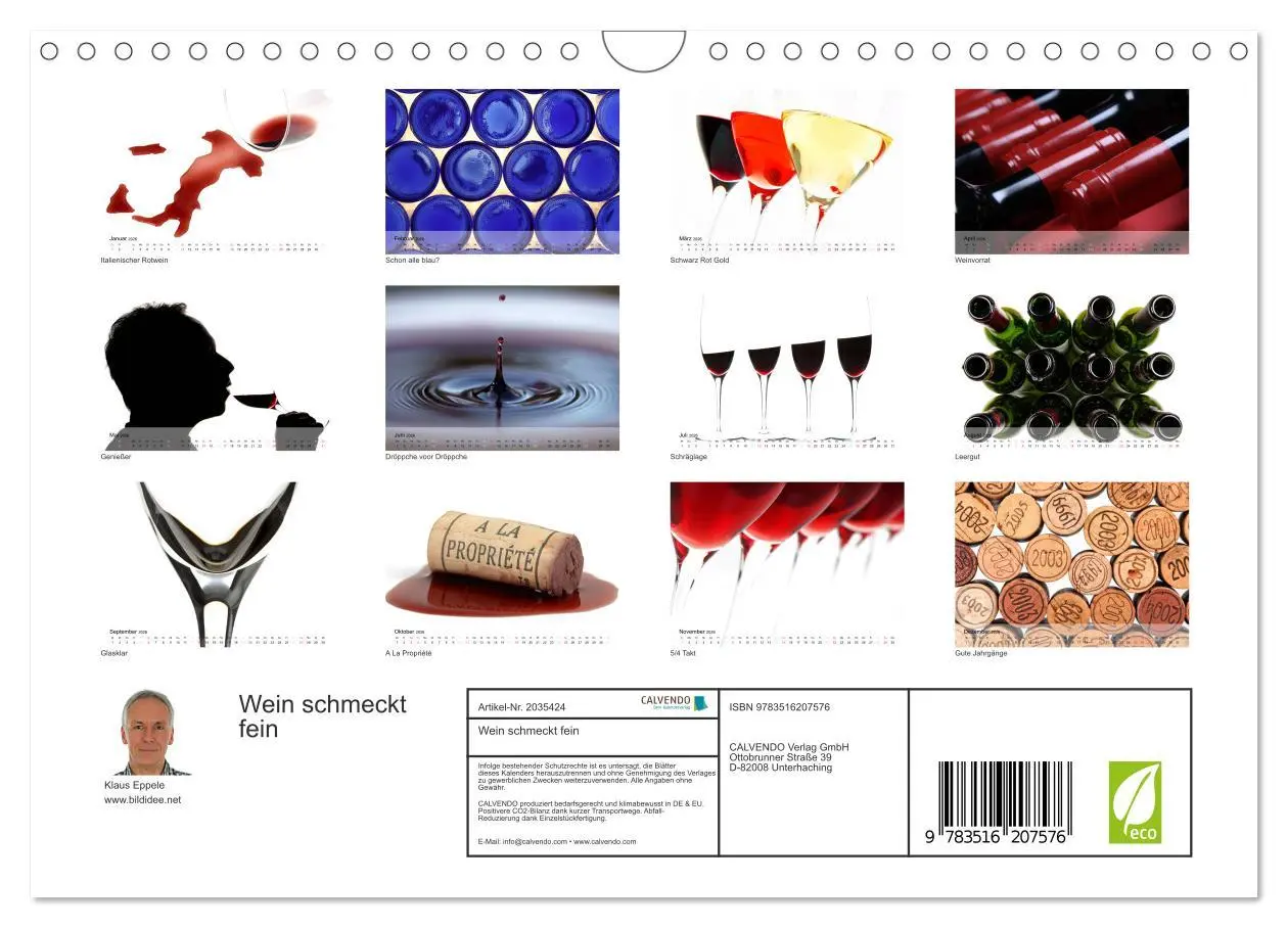 Bild: 9783516207576 | Wein schmeckt fein (Wandkalender 2026 DIN A4 quer), CALVENDO...