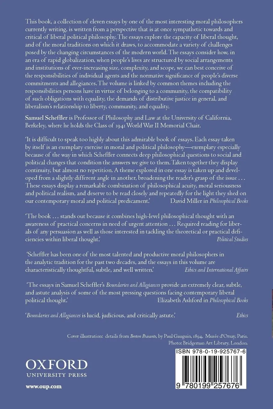 Rückseite: 9780199257676 | Boundaries and Allegiances | Samuel Scheffler (u. a.) | Taschenbuch
