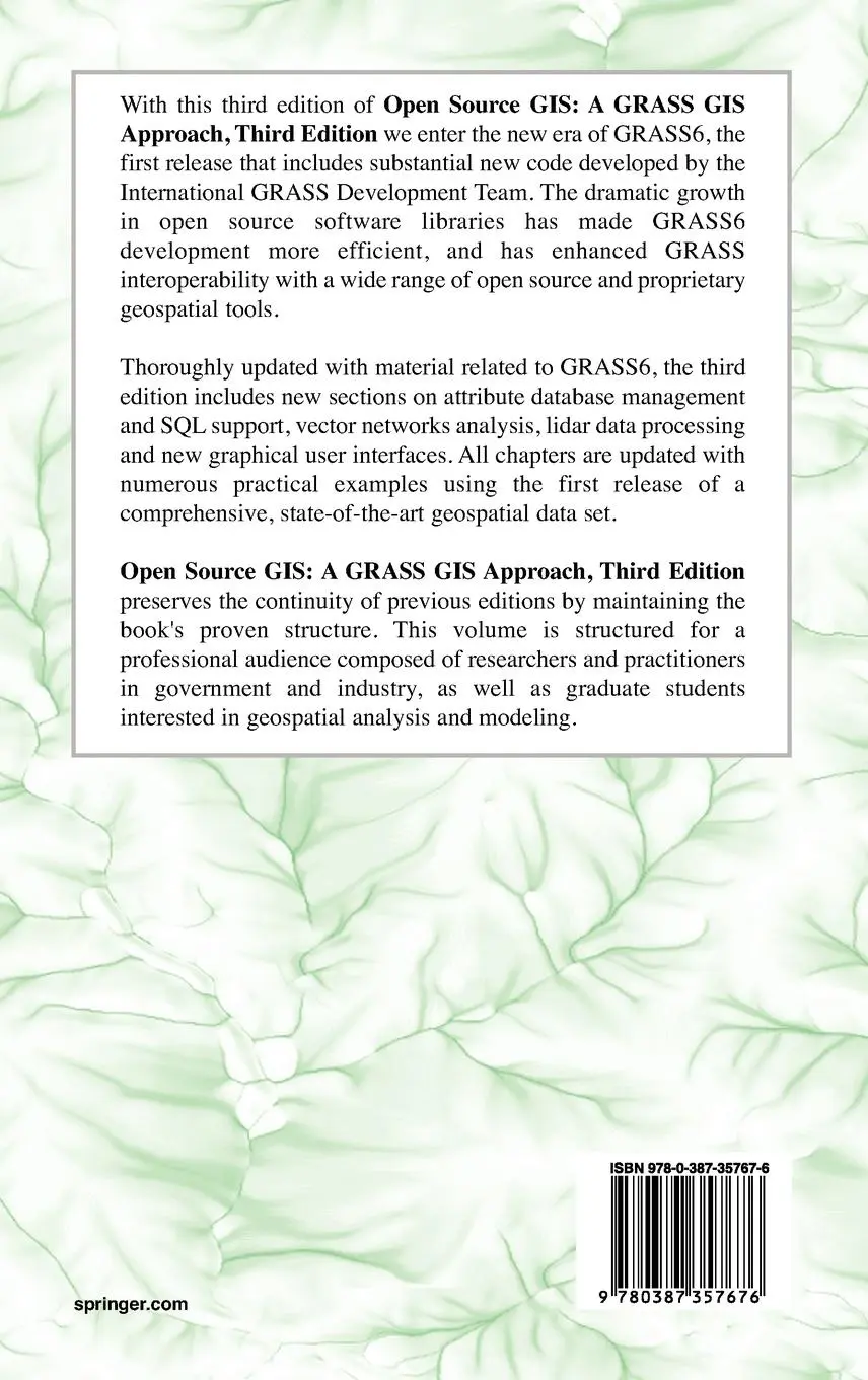 Rückseite: 9780387357676 | Open Source GIS | A GRASS GIS Approach | Helena Mitasova (u. a.) | xx