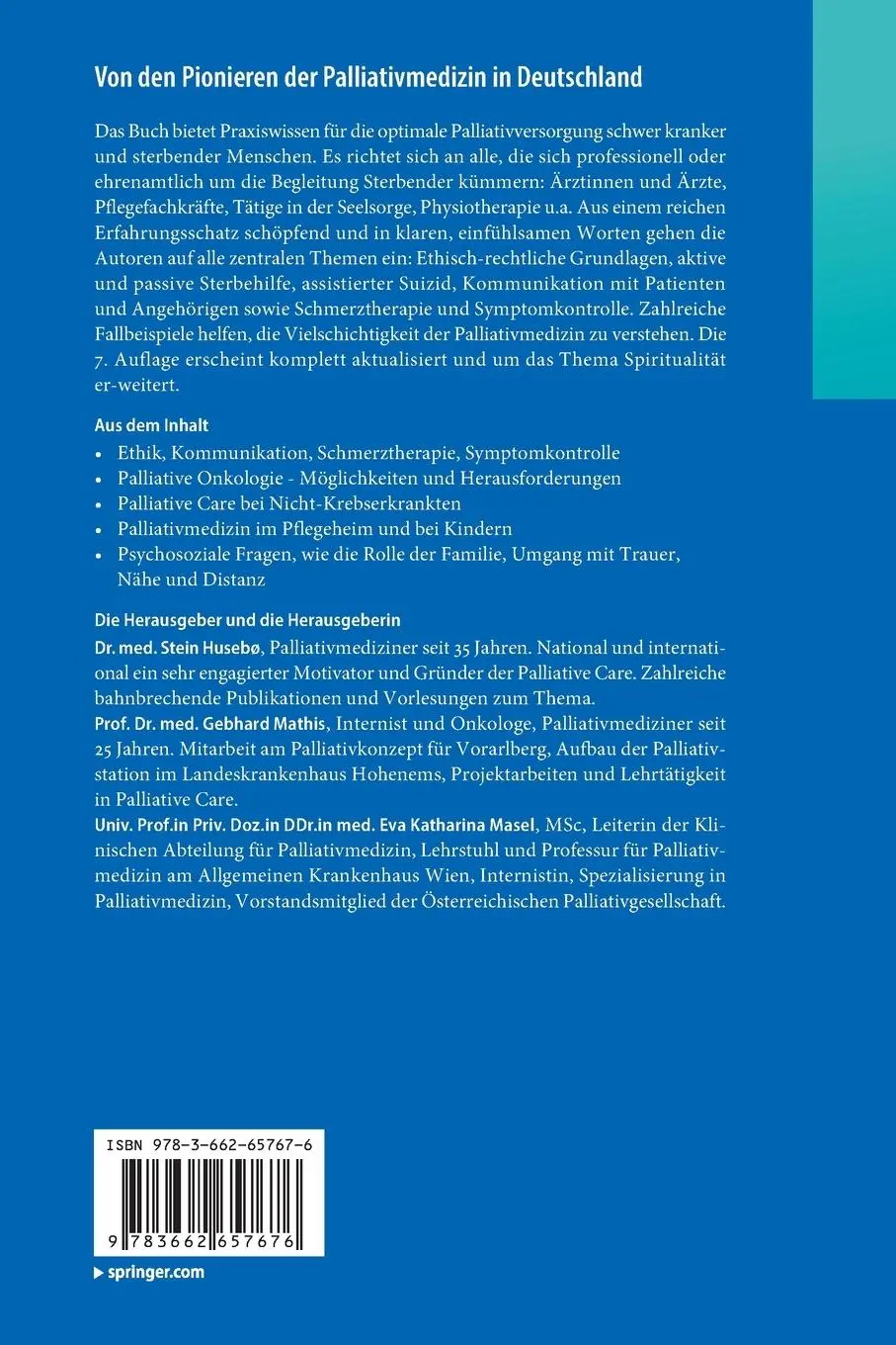Rückseite: 9783662657676 | Palliativmedizin | Stein Husebø (u. a.) | Taschenbuch | XIII | Deutsch
