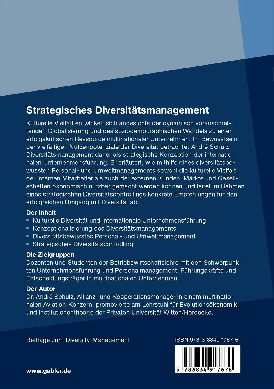 Rückseite: 9783834917676 | Strategisches Diversitätsmanagement | André Schulz | Taschenbuch